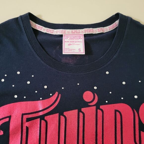 Pink Victoria's Secret Navy Minnesta Twins Embellished Crew Short Sleeve Tee - Picture 6 of 12